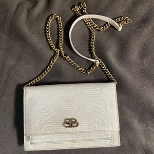 Balenciaga white/gold leather removable shoulder bag